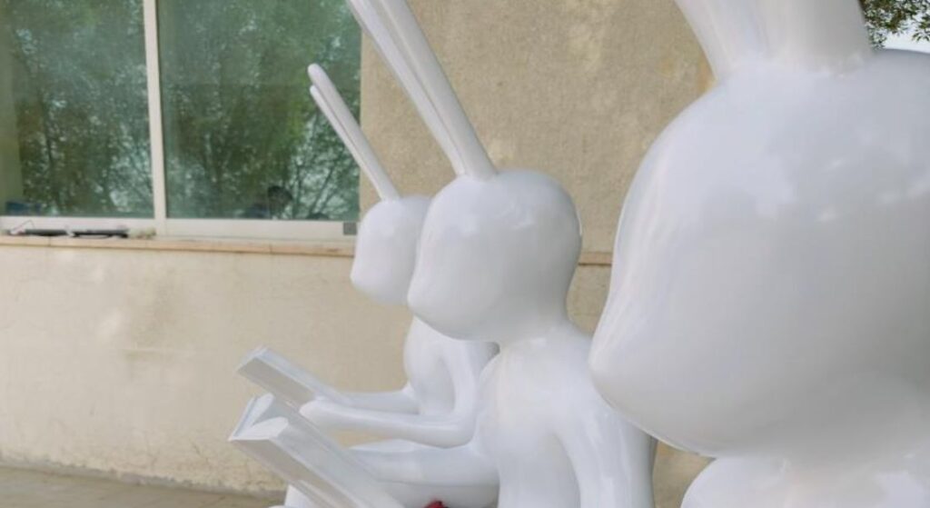 GRP bunny Sculpture: Al Jada development, fiber tech
